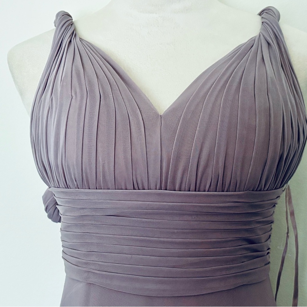 Allure Bridals Sz 10 Zinc Dusty Lavender Empire Waist Bridesmaid Evening Gown - Picture 3 of 12